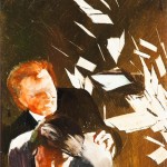 Csernus Tibor: Sartre Les mains sales (Két férfi repülő papírokkal), 1979 (Kovács Gábor Művészeti Alapítvány)