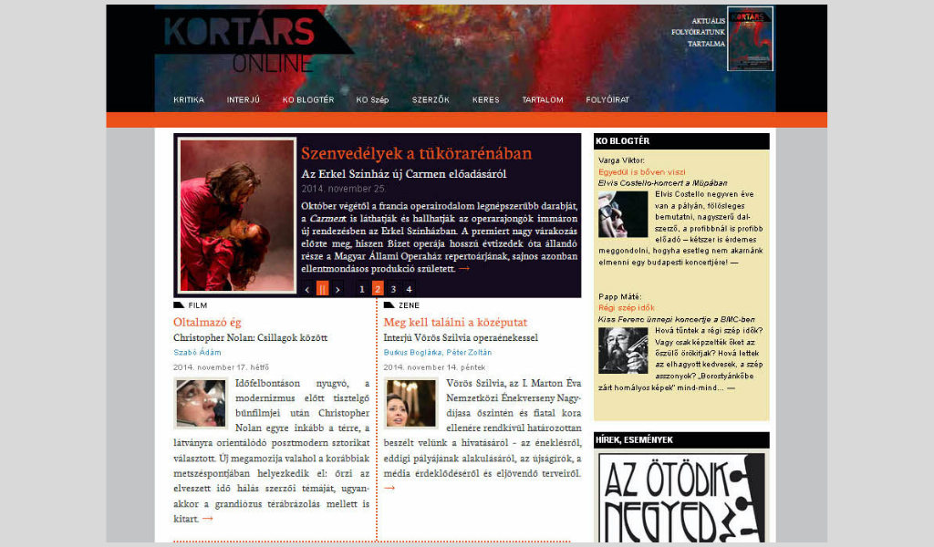 A KO első weboldala