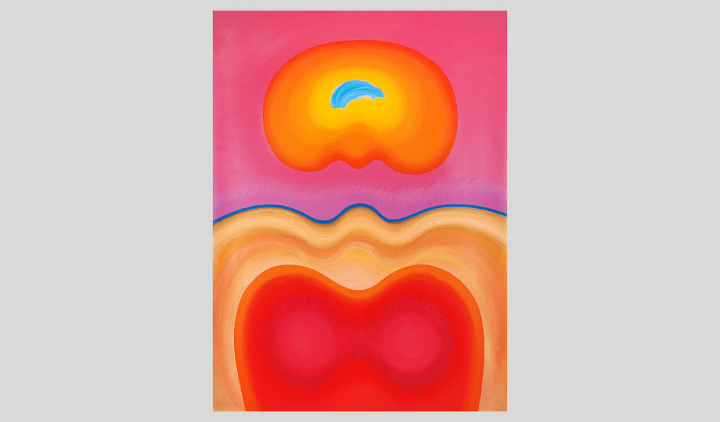 Keserü Ilona: Narancs-rózsa közelítés (2000; olaj, vászon). Fotó: Horváth S. Gábor