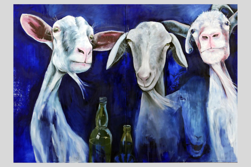 Uta Heinecke: Kék, kék,kék (Diptichon) (2019)