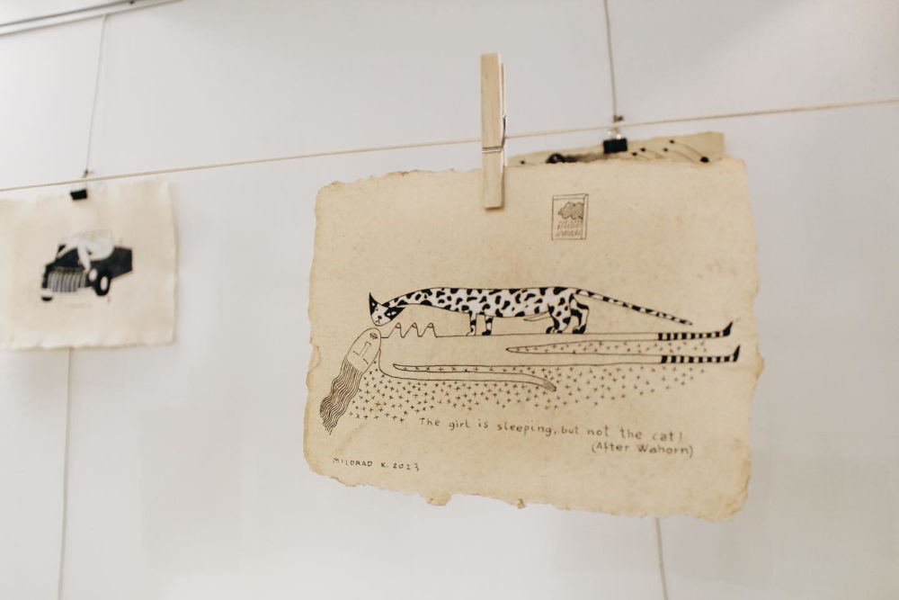 Milorad Krstić alkotásai a Vinczemill Műhelygaléria kiállításán  Kép forrása: Vinczemill Műhelygaléria