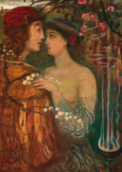 Gulácsy Lajos: „Varázslat”, 1906–1907 között, olaj, vászon, 85,5 × 63 cm, Szépművészeti Múzeum – Magyar Nemzeti Galéria, Budapest, ltsz. FK.10.197  Kép forrása: MNG