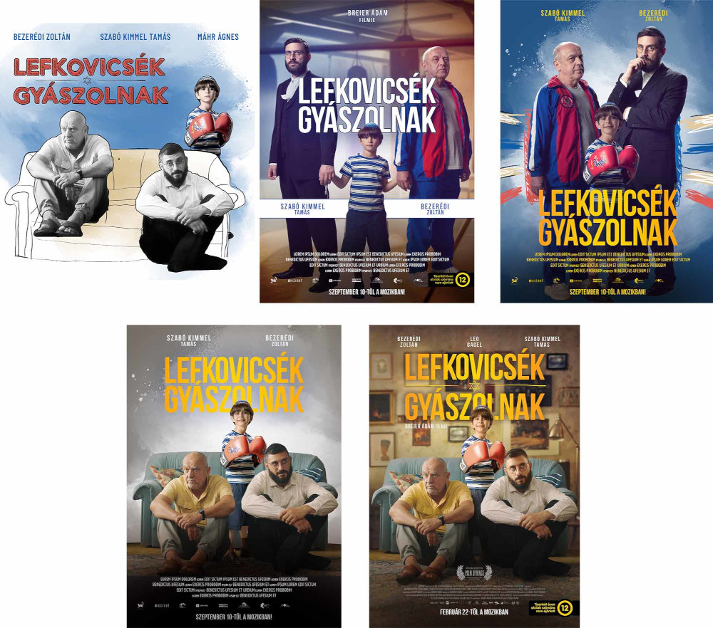 A „Lefkovicsék gyászolnak” című film plakátvariációi  Kép forrása: Sós Zoltán