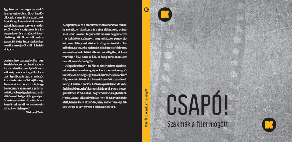 A „Csapó! Szakmák a film mögött” című interjúkötet borítója