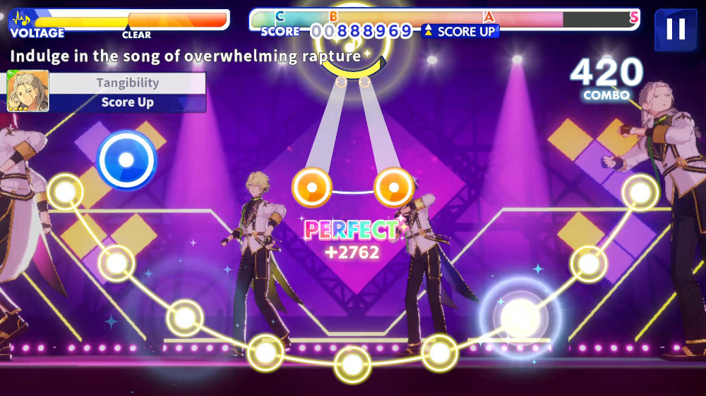 Ritmuspálya az „Ensemble Stars!! Music” videójátékban  Kép forrása: a szerző sajátja